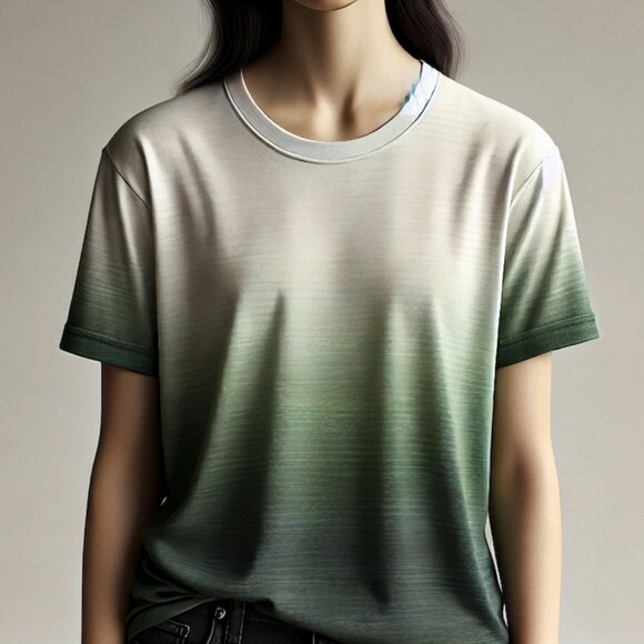 Brandy Melville Long Scoop Neck Soft Flowy Tee Shirt Olive Green Ombré XXL - Picture 1 of 12